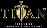 Titan Cabinetry logo in gold